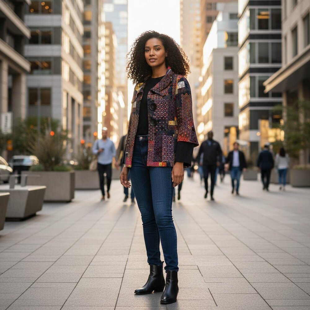 Joseph Ribkoff Multicolor Patchwork Blazer - image 2